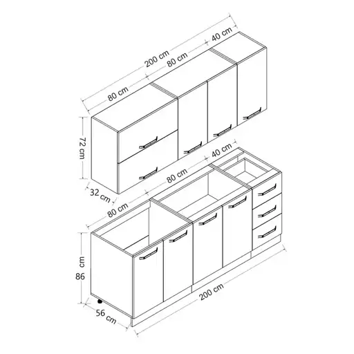 کابینت آشپزخانه مدل B-1 Minar 200 مجموعه دو عددی