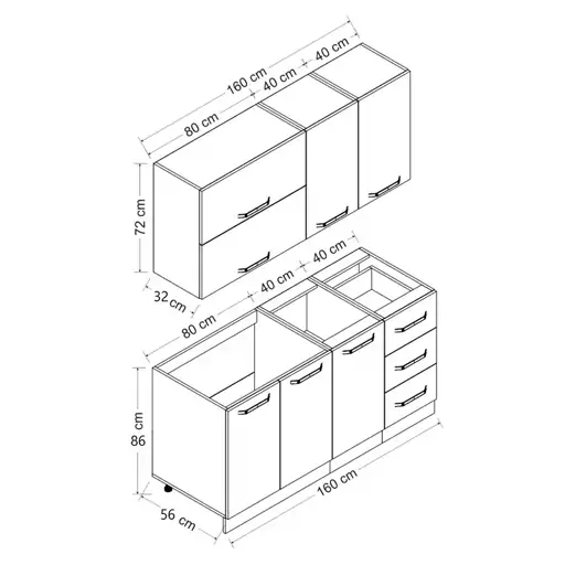 کابینت آشپزخانه مدل B-1 Minar 160 مجموعه دو عددی