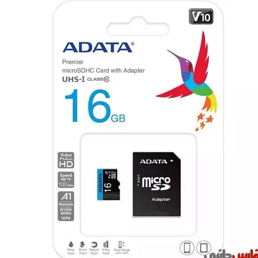 رم میکرو 16 گیگ ای دیتا Adata Premier V10 U1 A1 100MBs + خشاب