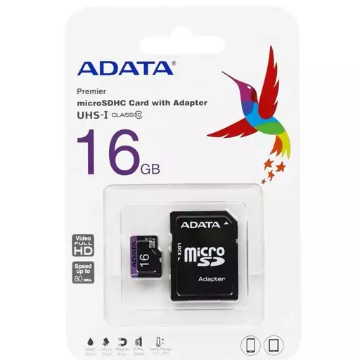 رم میکرو 16 گیگ ای دیتا Adata Premier U1 C10 80MBs + خشاب