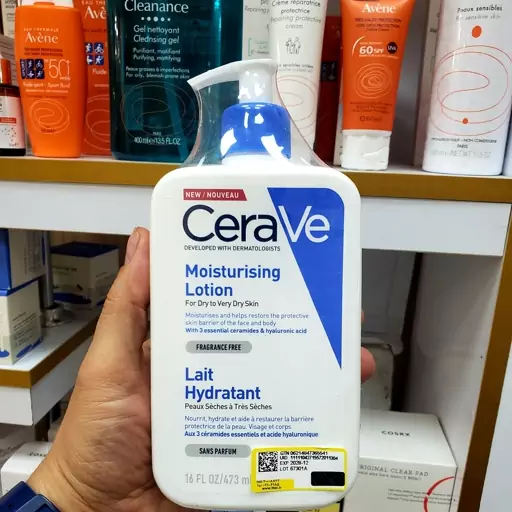 لوسیون کرم مرطوب کننده صورت و بدن سراوی Cerave حجم 473 میل آبرسان قوی پوست خشک و بسیار خشک