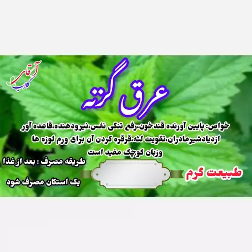 عرق گزنه سنتی محصولی از آقای گلاب