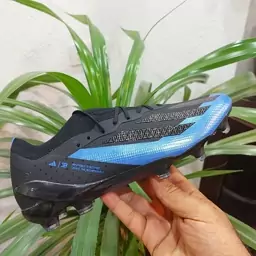 کفش چمن فوتبال استوکدار آدیداس کریزی فست ایکس مسی طرح اصلی سفید ADIDAS X CRAZYFAST.1 FG رنگ مشکی ابی در حد اورجینال