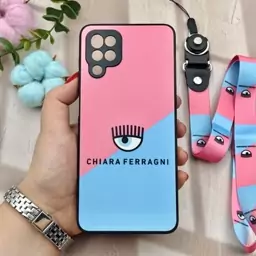 قاب گوشی Galaxy A12 / Galaxy M12 سامسونگ دور سیلیکونی طرح برجسته چشم چیارا CHIARA FERRAGNI بند دار گردنی کد 80768