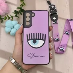 قاب گوشی Galaxy S21 FE سامسونگ دور سیلیکونی طرح برجسته چشم چیارا CHIARA FERRAGNI بند دار گردنی کد 23065