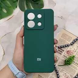 قاب گوشی Redmi Note 13 Pro 5G / Poco X6 شیائومی سیلیکونی پاک کنی اورجینال داخل پارچه ای رنگ سبز محافظ لنز دار کد 15403