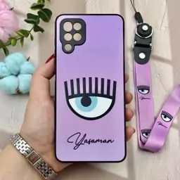 قاب گوشی Galaxy A12 / Galaxy M12 سامسونگ دور سیلیکونی طرح برجسته چشم چیارا CHIARA FERRAGNI بند دار گردنی کد 59009