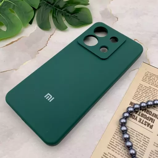 قاب گوشی Redmi Note 13 Pro 5G / Poco X6 شیائومی سیلیکونی پاک کنی اورجینال داخل پارچه ای رنگ سبز محافظ لنز دار کد 15403