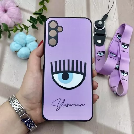 قاب گوشی Galaxy A05S سامسونگ دور سیلیکونی طرح برجسته چشم چیارا CHIARA FERRAGNI بند دار گردنی کد 19627