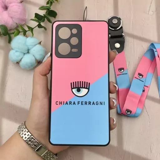 قاب گوشی Redmi Note 12 Pro 5G / Poco X5 Pro  دور سیلیکونی طرح برجسته چشم چیارا CHIARA FERRAGNI بند دار گردنی کد 15373