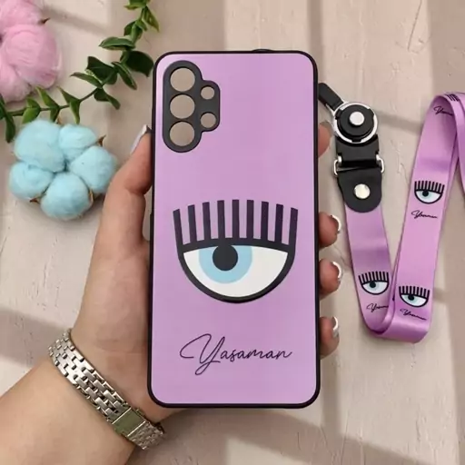 قاب گوشی A04S / Galaxy A13 4G سامسونگ دور سیلیکونی طرح برجسته چشم چیارا CHIARA FERRAGNI بند دار گردنی کد 45403