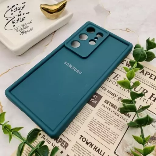 قاب گوشی Galaxy S24 Ultra سامسونگ سیلیکونی اورجینال Solid Case لوگو دار ضد ضربه محافظ لنز دار سبز کد 23825