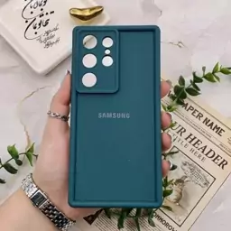 قاب گوشی Galaxy S24 Ultra سامسونگ سیلیکونی اورجینال Solid Case لوگو دار ضد ضربه محافظ لنز دار سبز کد 23825