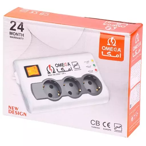 محافظ برق یخچال و فریزر 3 خانه ارت دار امگا با کابل1.5 متر Omega 