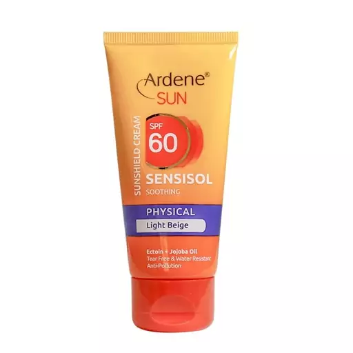 کرم ضد آفتاب رنگ لایت بژ SPF60 فاقد جاذب های شیمیایی آردن مناسب پوست های خشک و حساس 50 گرم