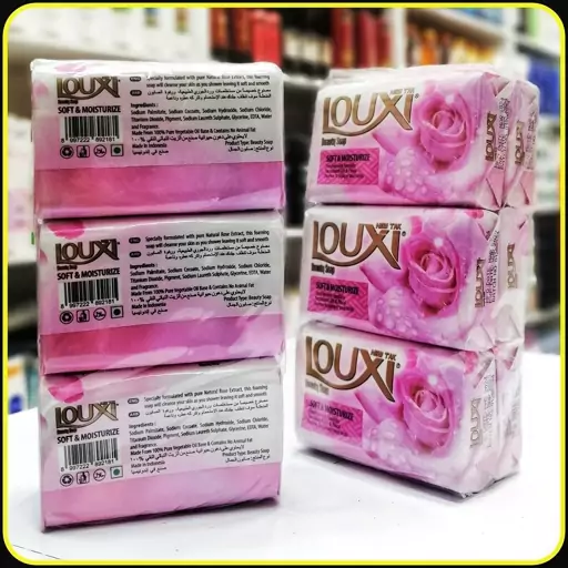 صابون بدن نرم کننده و مرطوب کننده لوکسی گل رز شش تایی (420 گرم) louxi soap 