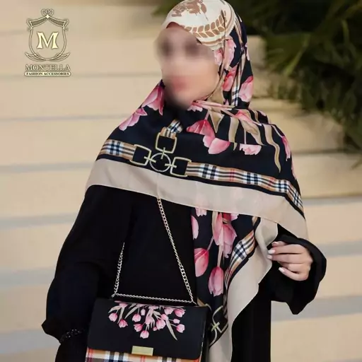 ست کیف وروسری طرح گل لاله وبربری 