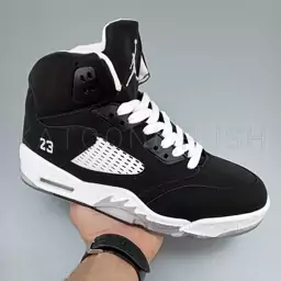 کفش مردانه جردن Nike Jordan 5  رنگ مشکی سفید 41 تا 45 ( کفش کتونی - جردن 5 - jordan 5 - کفش ایر جردن- کتونی جردن 5  ) 