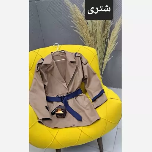 مانتو کتان کجراه کمربند دار