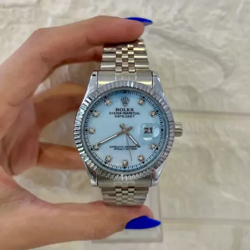 ساعت مردانه رولکس دیت جاست صفحه آبی Rolex