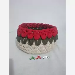 سبد تریکوطرح گل لاله