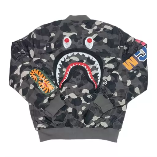 کاپشن مردانه طوسی چریکی بیپ BAPE 