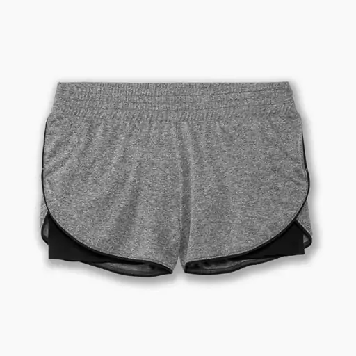 شلوارک ورزشی زنانه بروکس مدل Brooks Womens Rep 3 2in1 Shortطوسی