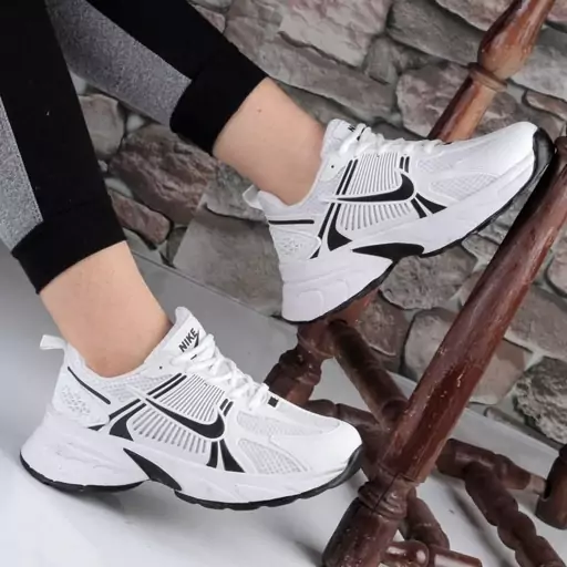 کتونی نایک لژ دار زنانه دخترانه اسپرت نایکی NIKE کرمی لژدار طبی سفید مشکی رانینگ کفش ونس اسپورت ورزشی سبک راحتی صدویازده