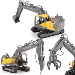 اسباب بازی ماشین کنترلی بیل مکانیکی شارژی سه کاره دبل ای مدل Excavator Volv Double EE 568 003