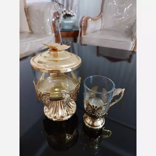 سرویس چای خوری پروانه ای طلایی (پس کرایه)