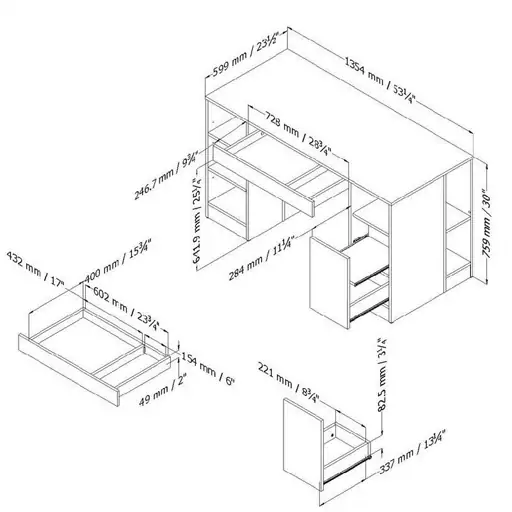 میز تحریر هیراد مدل T162-MDF