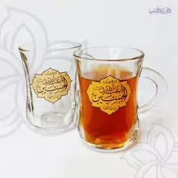 استکان کمرباریک دسته دار با طرح السلام علیک یا اباعبدالله الحسین