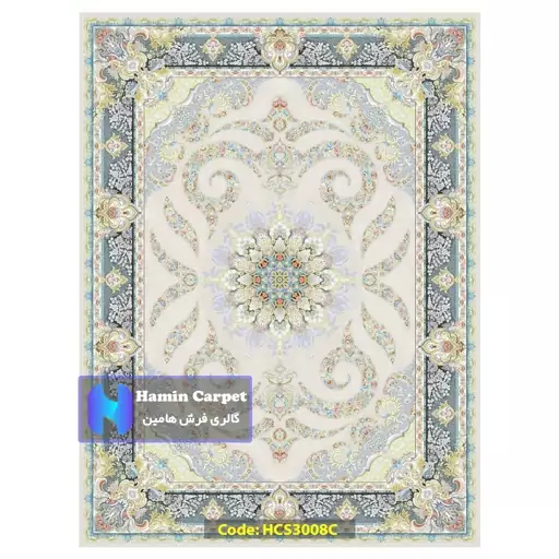 فرش 9 متری 1200 شانه تراکم 3600 تمام آکلرلیک گل برجسته کد HCS3008C (ارسال رایگان)