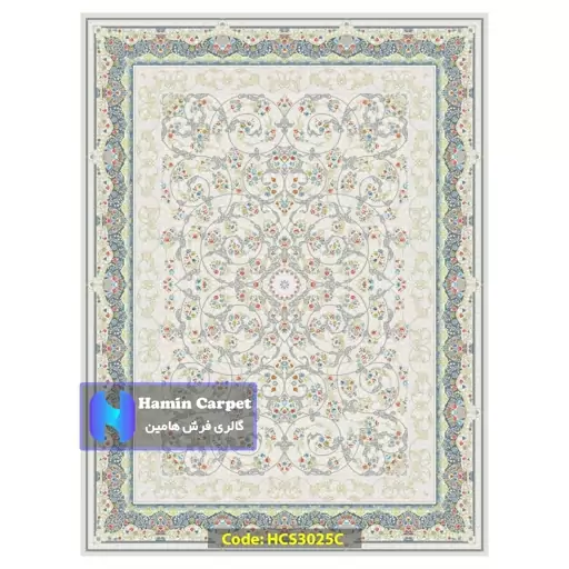 فرش 6 متری 1200 شانه تراکم 3600 تمام آکلرلیک گل برجسته کد HCS3025C (ارسال رایگان)