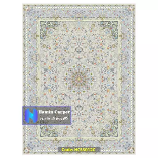 فرش 9 متری 1200 شانه تراکم 3600 تمام آکلرلیک گل برجسته کد HCS3012C (ارسال رایگان)