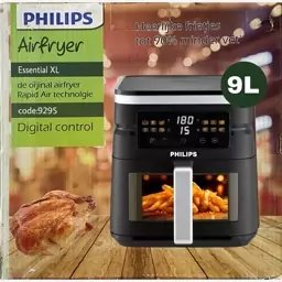 سرخ کن فیلیپس 9295 Philips سرخکن بدون روغن رژیمی 9 لیتری جلو پنجره  دو المنت داخل استیل صفحه لمسی 12 برنامه ارسال رایگان