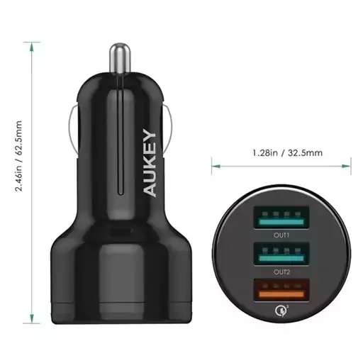 شارژر فندکی سه پورت آکی AUKEY CC-T11