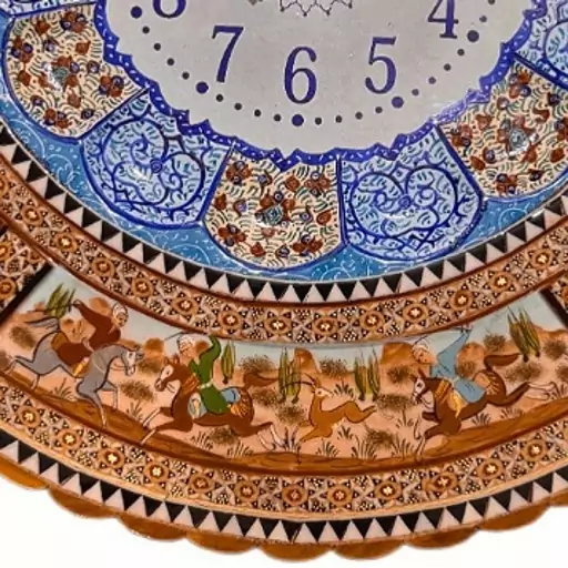 ساعت دیواری خاتم طرح چوگان قطر 47 سانتی متر