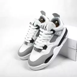 کفش جردن Nike Jordan 4 مردانه وزنانه رنگ سفید طوسی 37 تا 44 موجود ( کتونی جردن - جردن 4 - jordan 4 - کفش ایر جردن )