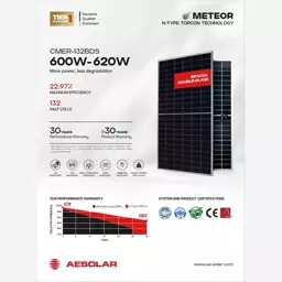 پنل خورشیدی615 وات AE SOLAR وات بایفیشیال TOPCON 