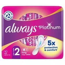 نوار بهداشتی آلویز مدل always-platinum سایز بلند بسته 10 عددی