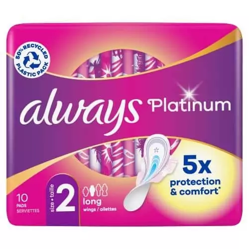 نوار بهداشتی آلویز مدل always-platinum سایز بلند بسته 10 عددی