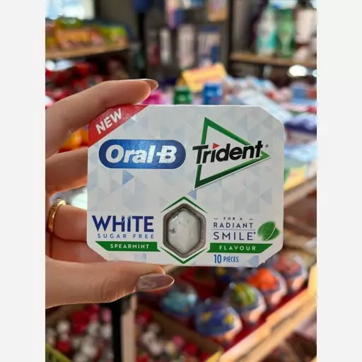 آدامس بدون قند 10 عددی تریدنت اورال بی با طعم نعناع سفید Trident Oral B White Spearmint Flavor Chewing Gum