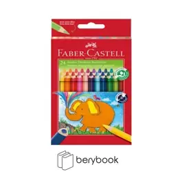 faber castell / فابر کاستل / مداد رنگی / جامبو / 24 رنگ / سه گوش / جعبه مقوایی / قرمز رنگ / 116524