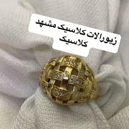 انگشتر زنانه طلا روس تراش برجسته طرح طلا 