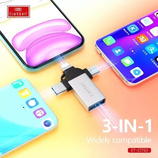 تبدیل Earldom ET-OT93 OTG USB3.0 To MicroUSB / Lightning / Type-C