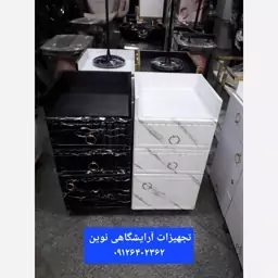 ترولی چوبی سه کشو دررنگ بندی سفید ومشکی هزینه ارسال درب منزل توسط مشتری پرداخت میشود 