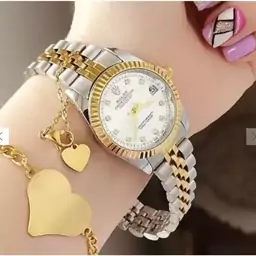 ساعت مچی زنانه بند استیل ضداب رولکس دیت جاست کیفیت مستر دارای 6 ماه گارانتی موتور Rolex datejust