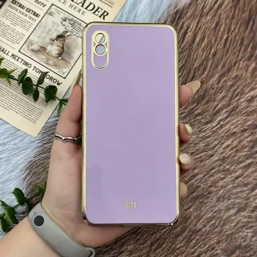 قاب گوشی Redmi 9A شیائومی ژله ای مای کیس طرح Gold Line دور طلایی محافظ لنز دار یاسی کد 82579