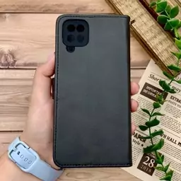 کیف گوشی Galaxy A12 / Galaxy M12 سامسونگ چرم مگنتی جاکارتی بند آویز دار محافظ لنز دار مشکی کد 12775